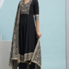 Black Printed Kurta Set with Dupatta - S